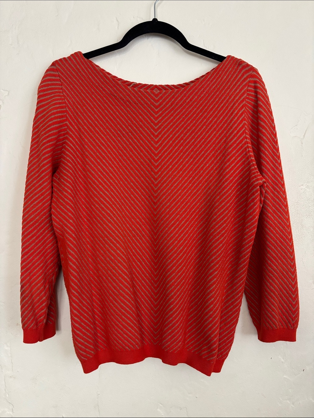 Worthington Red and Cream Striped Scoop Neck Sweater
